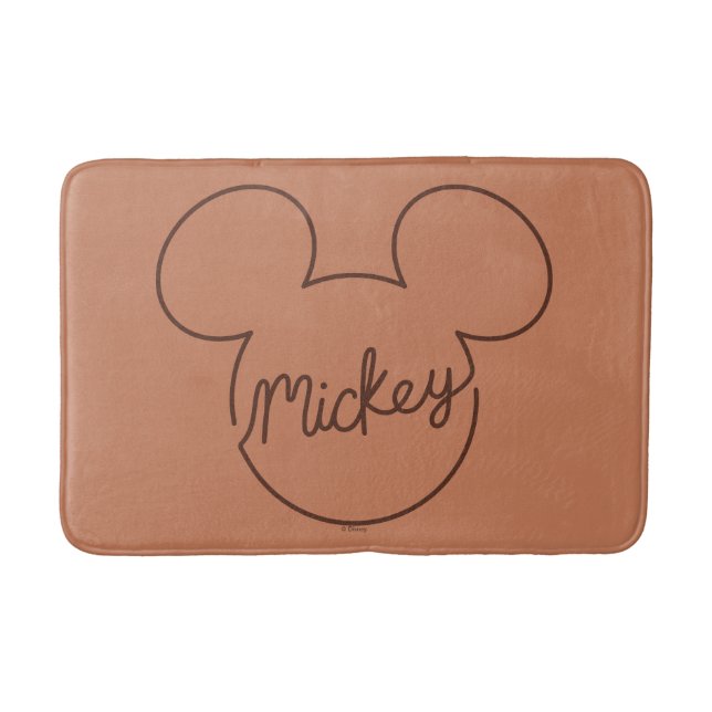 Mickey Continuous Line Icon Name Graphic Bath Mat (Front)