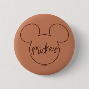 Mickey Continuous Line Icon Name Graphic Button