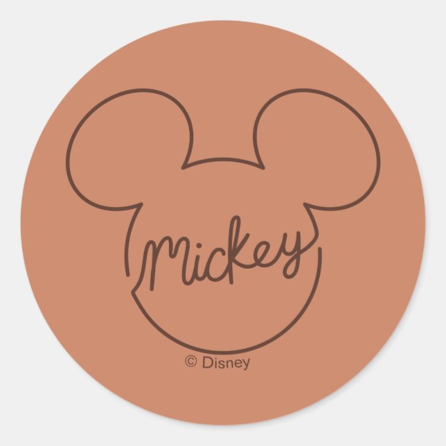 Mickey Continuous Line Icon Name Graphic Classic Round Sticker (Front)