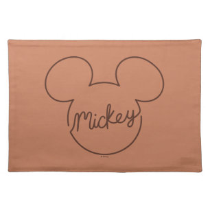 Mickey Continuous Line Icon Name Graphic Cloth Placemat