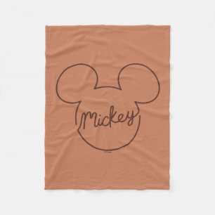 Mickey Continuous Line Icon Name Graphic Fleece Blanket