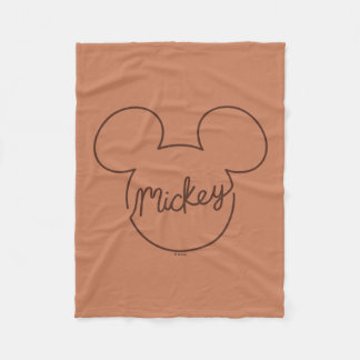 Mickey Continuous Line Icon Name Graphic Fleece Blanket
