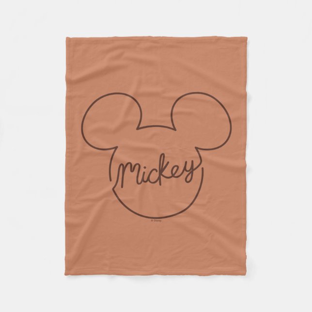 Mickey Continuous Line Icon Name Graphic Fleece Blanket (Front)