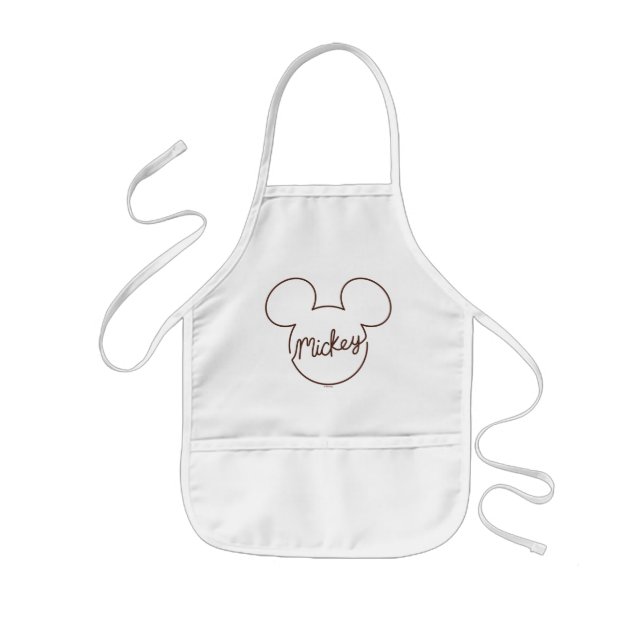 Mickey Continuous Line Icon Name Graphic Kids' Apron (Front)