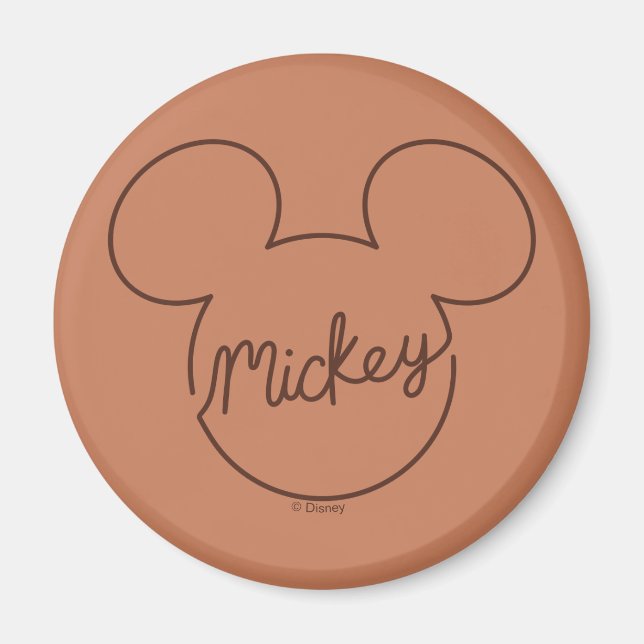 Mickey Continuous Line Icon Name Graphic Magnet (Front)