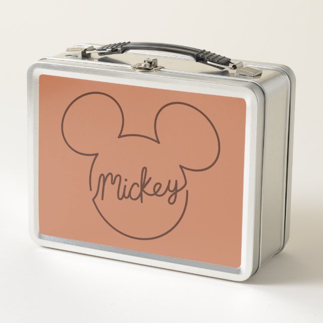Mickey Continuous Line Icon Name Graphic Metal Lunch Box (Front)