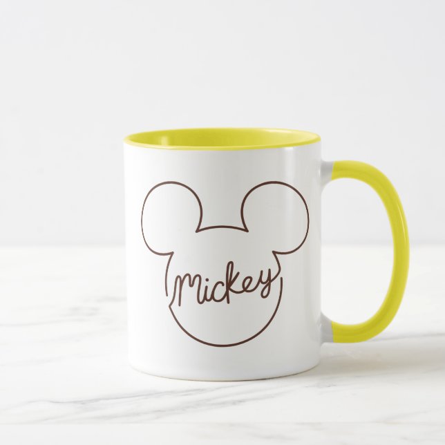 Mickey Continuous Line Icon Name Graphic Mug (Right)