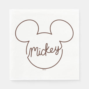 Mickey Continuous Line Icon Name Graphic Napkins