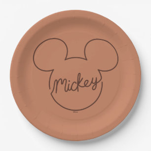 Mickey Continuous Line Icon Name Graphic Paper Plates