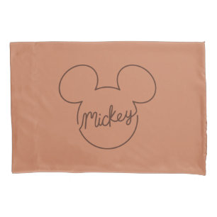 Mickey Continuous Line Icon Name Graphic Pillow Case