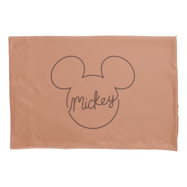 Mickey Continuous Line Icon Name Graphic Pillow Case (Front)