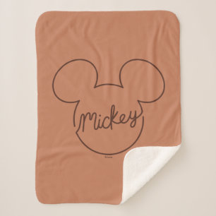 Mickey Continuous Line Icon Name Graphic Sherpa Blanket