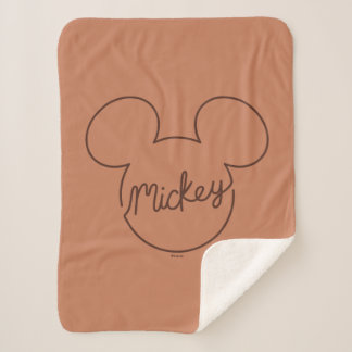 Mickey Continuous Line Icon Name Graphic Sherpa Blanket