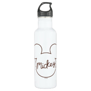 Mickey Continuous Line Icon Name Graphic Stainless Steel Water Bottle
