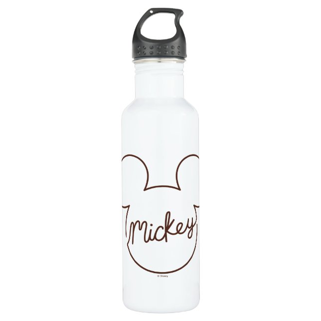Mickey Continuous Line Icon Name Graphic Stainless Steel Water Bottle (Front)