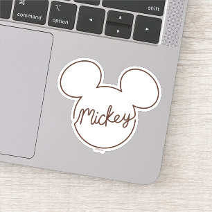 Mickey Continuous Line Icon Name Graphic Sticker