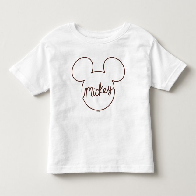 Mickey Continuous Line Icon Name Graphic Toddler T-shirt (Front)