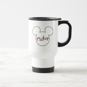 Mickey Continuous Line Icon Name Graphic Travel Mug