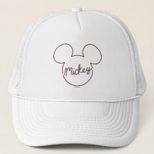 Mickey Continuous Line Icon Name Graphic Trucker Hat