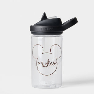 Mickey Continuous Line Icon Name Graphic Water Bottle