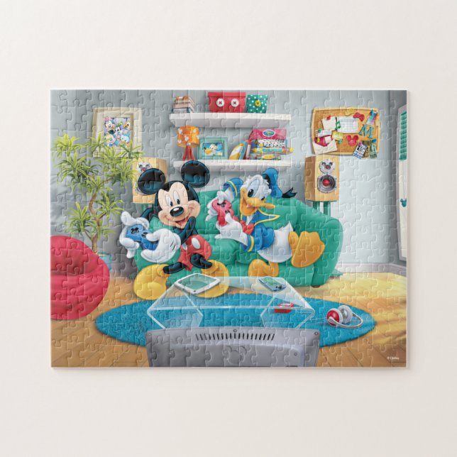 Mickey & Donald Play Video Games Jigsaw Puzzle (Horizontal)