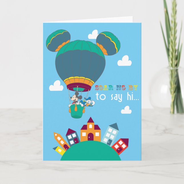 Mickey & Donald - Soaring By To Say Hi Card (Front)