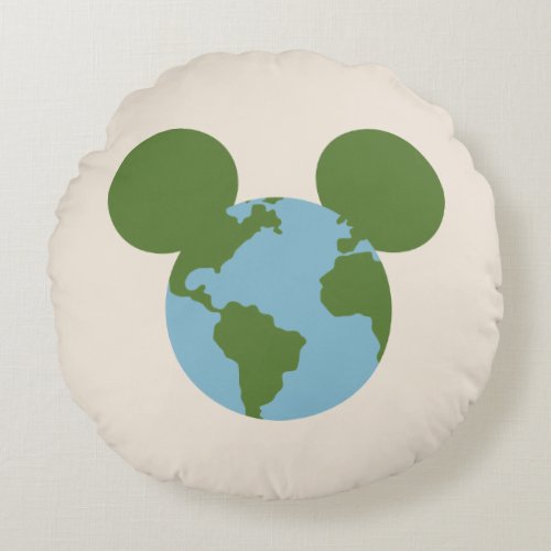 Mickey Earth Icon Round Pillow