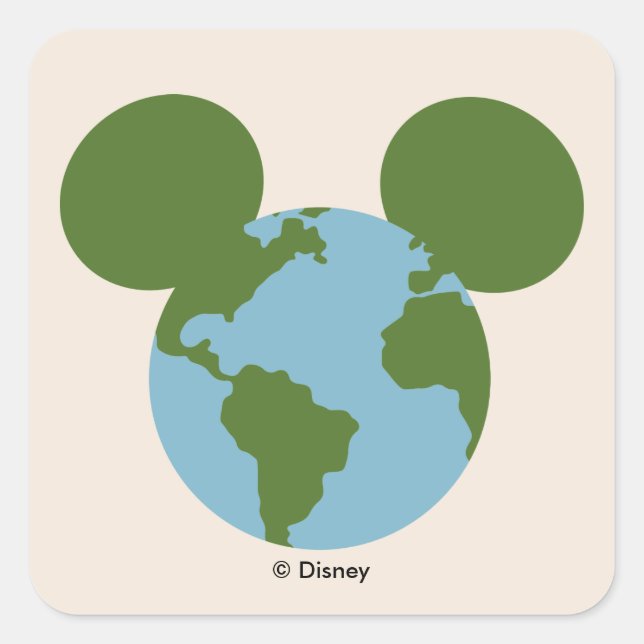 Mickey Earth Icon Square Sticker (Front)