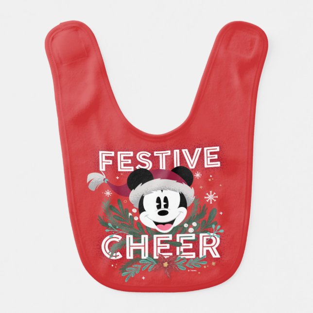 Mickey | Festive Cheer Baby Bib (Front)