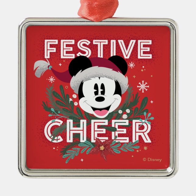 Mickey | Festive Cheer Metal Ornament (Front)