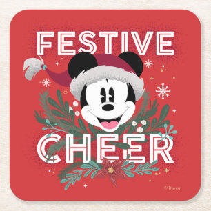 Mickey   Festive Cheer Square Paper Coaster