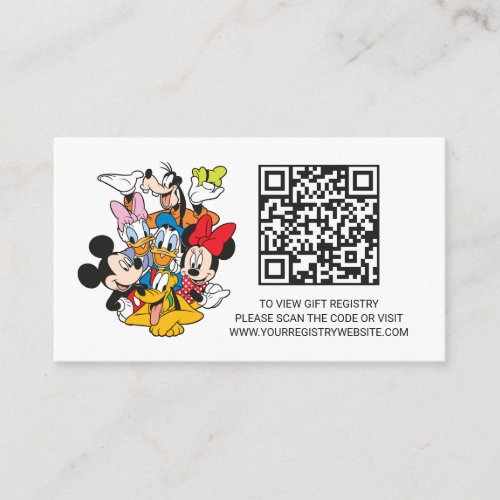 Mickey  Friends  Baby Shower Gift Registry Enclosure Card