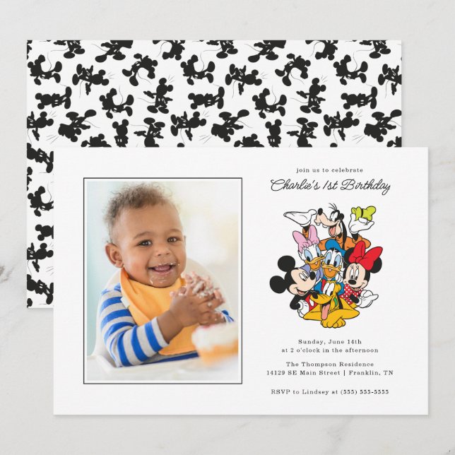 Mickey & Friends Birthday - Photo Invitation (Front/Back)