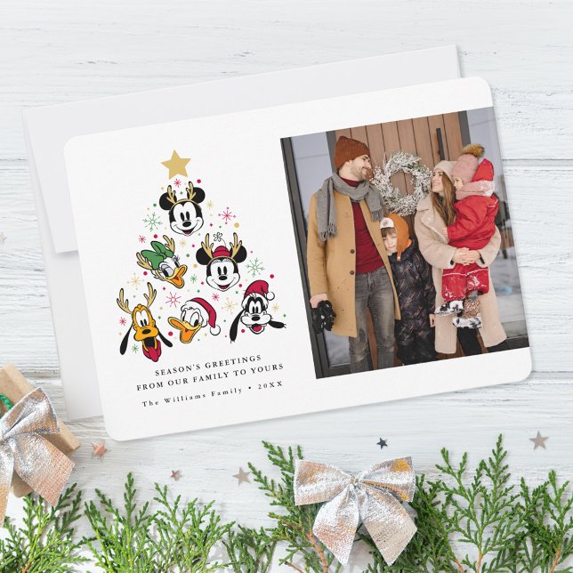 Mickey & Friends Character Christmas Holiday Photo Card (Card on table)