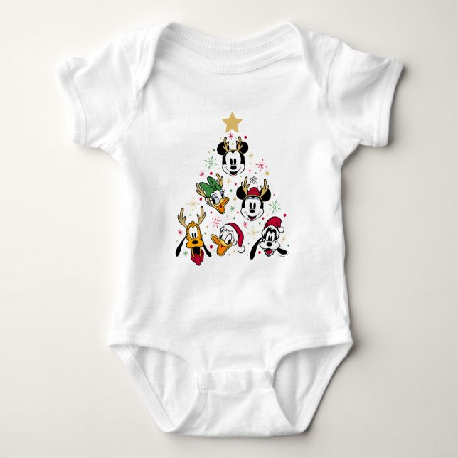 Mickey & Friends Character Christmas Tree Baby Bodysuit (Front)