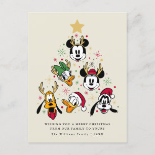 Mickey & Friends Character Christmas Tree Holiday Postcard