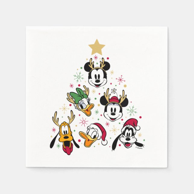 Mickey & Friends Character Christmas Tree Napkins (Front)