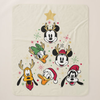 Mickey & Friends Character Christmas Tree Sherpa Blanket