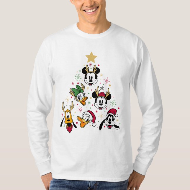 Mickey & Friends Character Christmas Tree T-Shirt (Front)