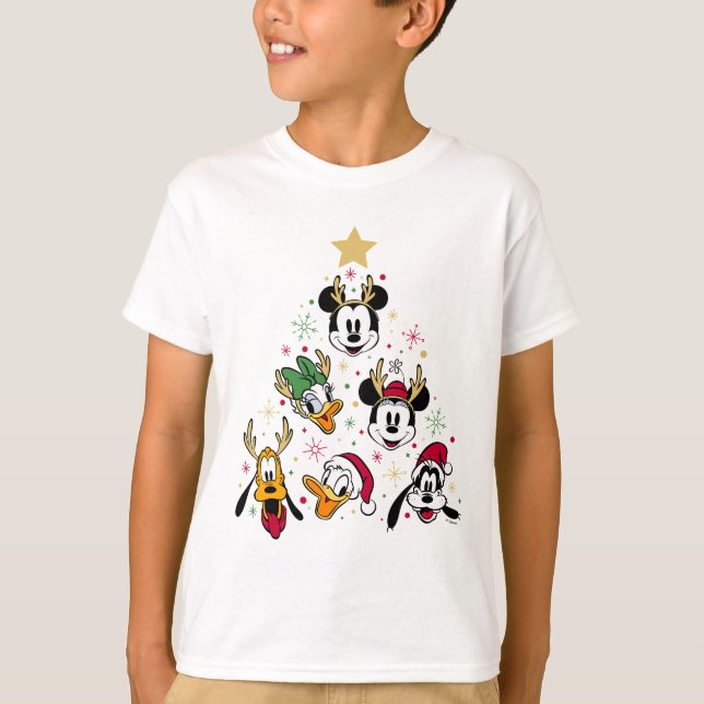 Mickey & Friends Character Christmas Tree T-Shirt (Front)