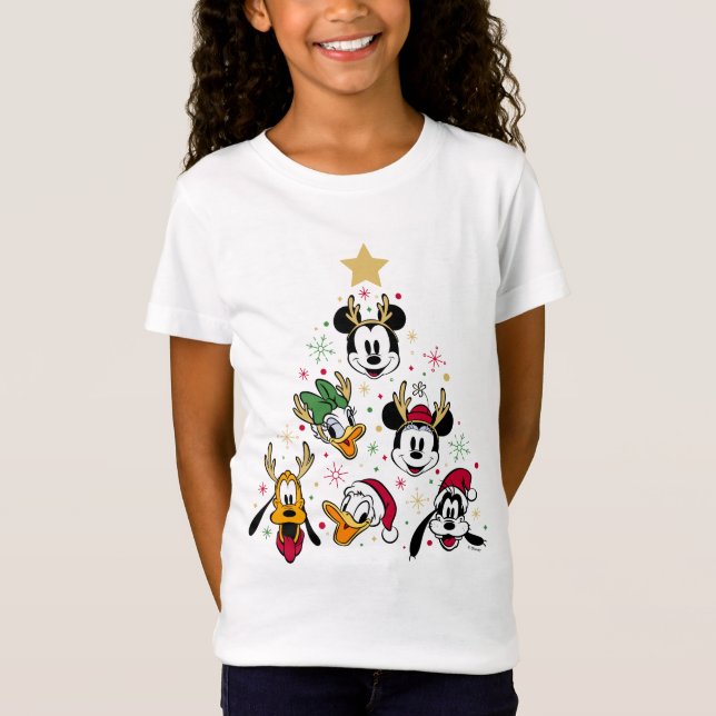 Mickey & Friends Character Christmas Tree T-Shirt (Front)