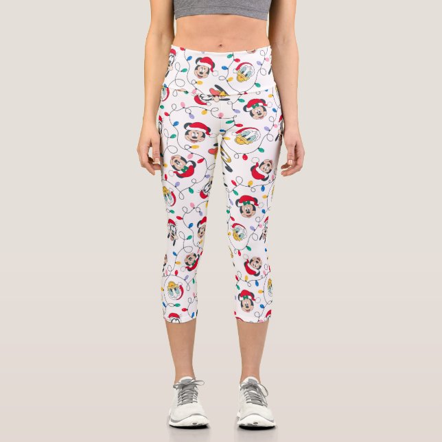 Mickey & Friends | Christmas Lights Pattern Capri Leggings (Front)