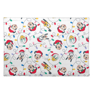 Mickey & Friends Christmas Lights Pattern Cloth Placemat