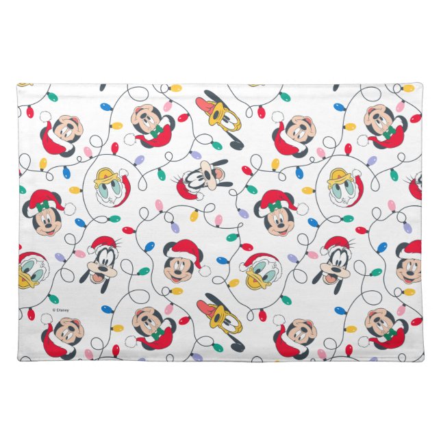 Mickey & Friends | Christmas Lights Pattern Cloth Placemat (Front)