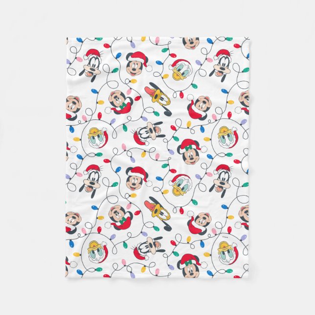 Mickey & Friends | Christmas Lights Pattern Fleece Blanket (Front)