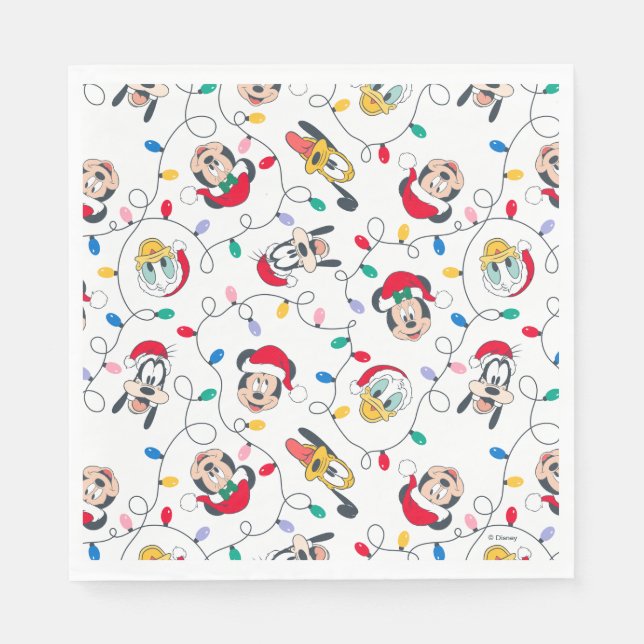 Mickey & Friends | Christmas Lights Pattern Napkins (Front)
