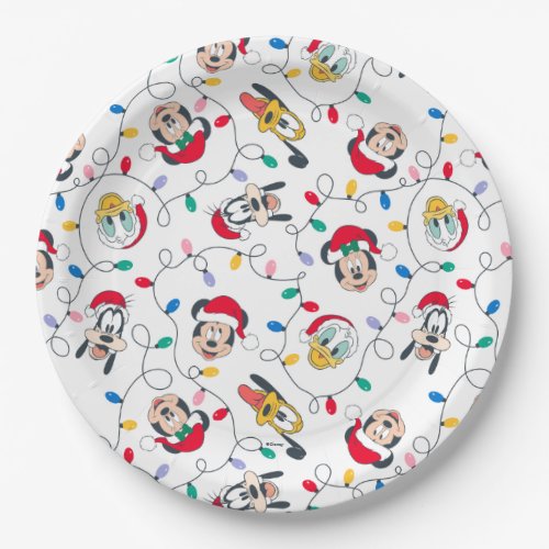 Mickey  Friends  Christmas Lights Pattern Paper Plates