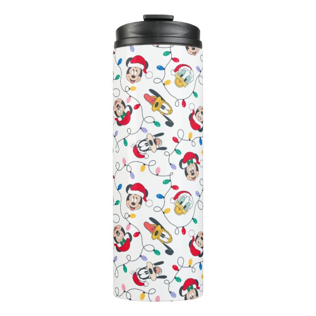 Mickey & Friends | Christmas Lights Pattern Thermal Tumbler (Front)