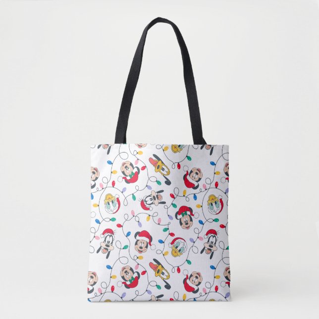 Mickey & Friends | Christmas Lights Pattern Tote Bag (Front)