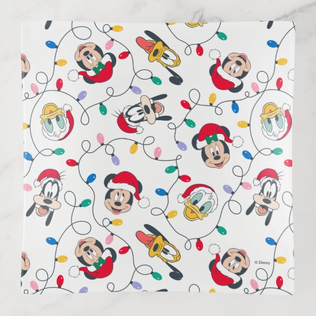 Mickey & Friends | Christmas Lights Pattern Trinket Tray (Front)